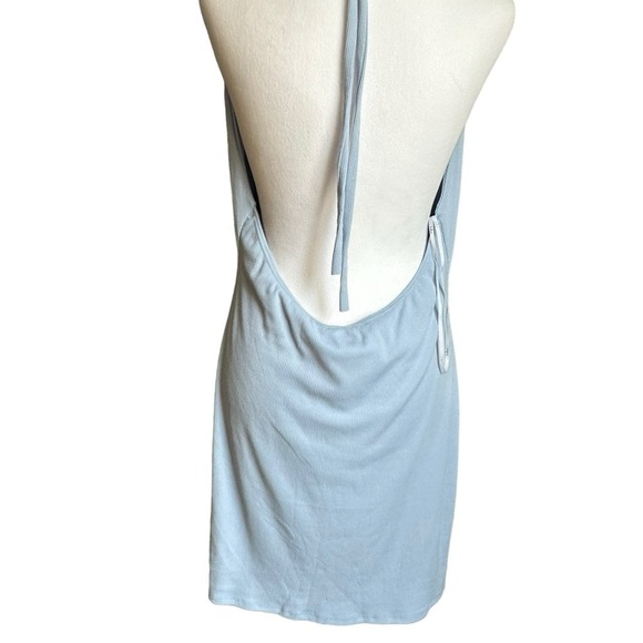 Lulus Loving Los Angeles Light Blue Ribbed Halter Mini Dress Size XL NWT - Picture 10 of 17